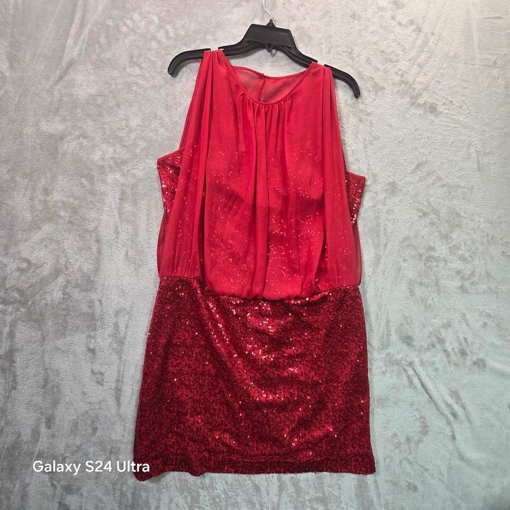 Liliana Red Sequin Sleeveless Cocktail Dress Size 12 Keyhole Back Party Event